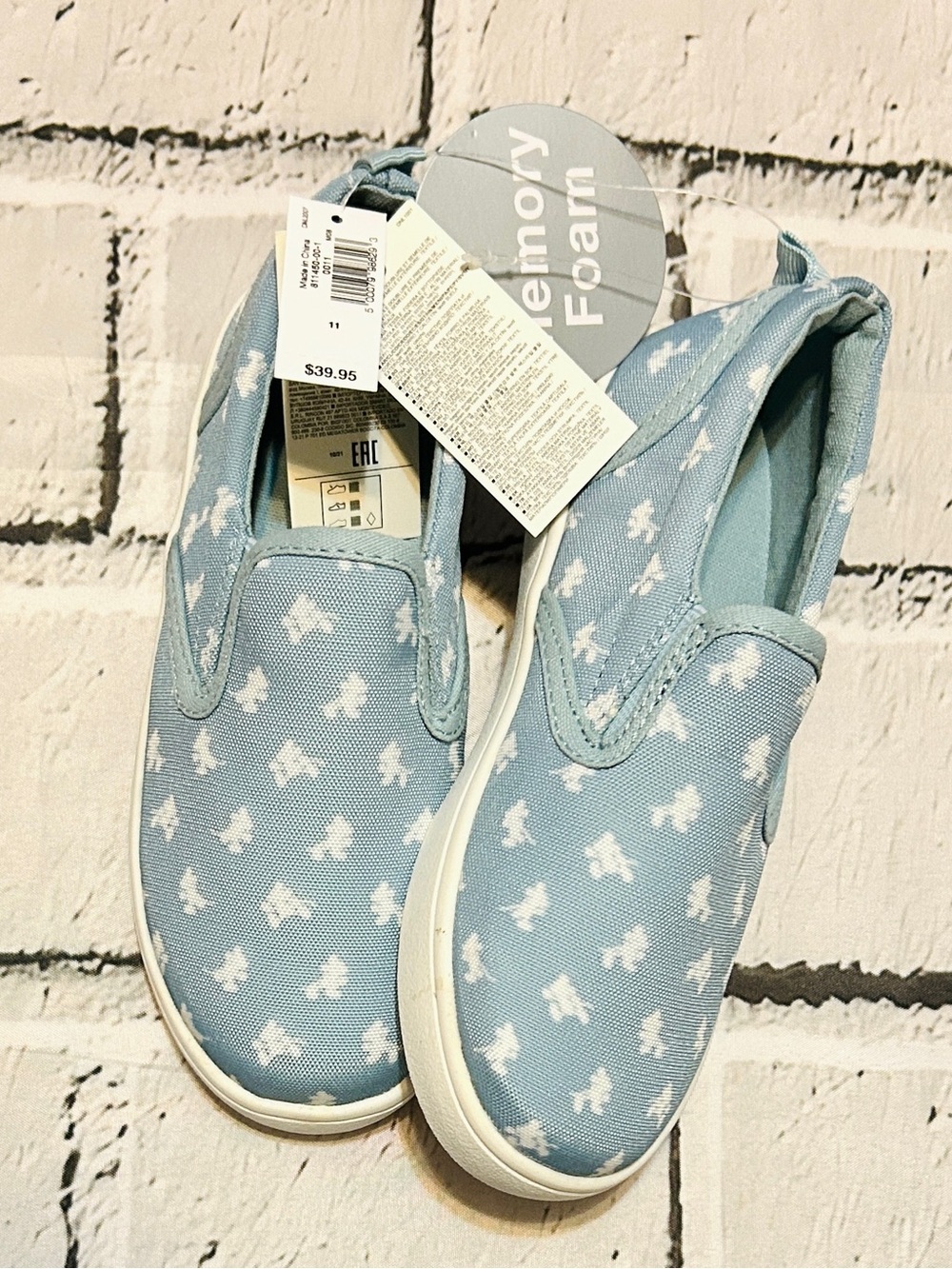 NWT Gap x Disney Light Blue Mickey Mouse Print Slip-On Sneakers (Toddler 11)